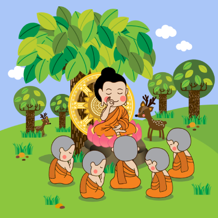 le premier discours de Bouddha dans la forêt